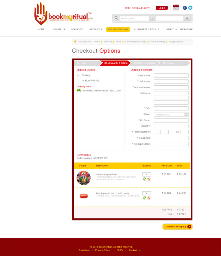 BookMyRitual Checkout Page02 Design