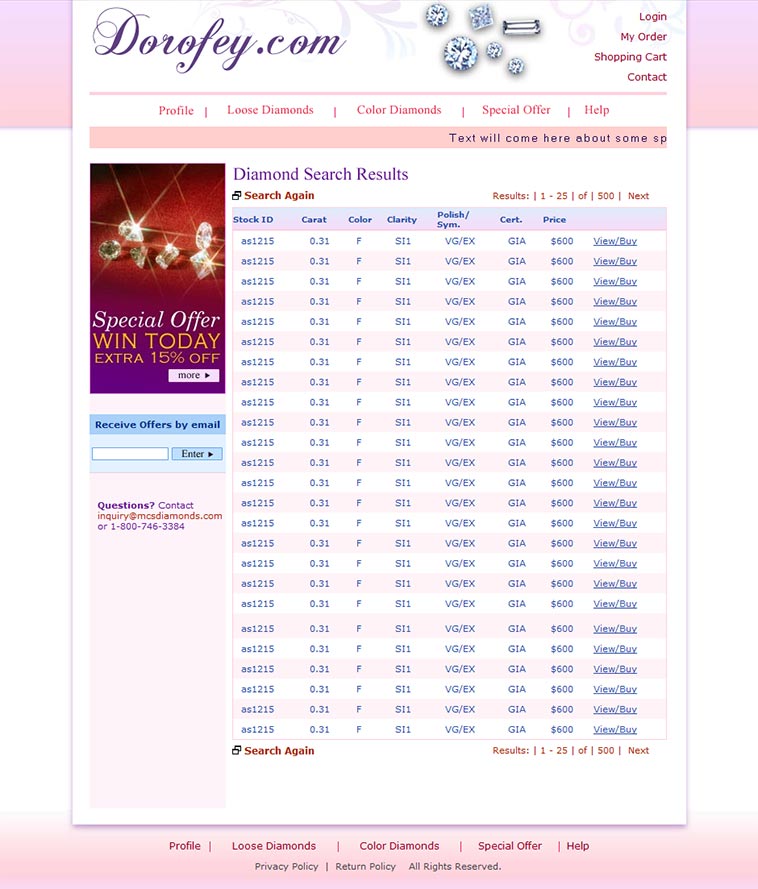 Dorofey Search Result Page